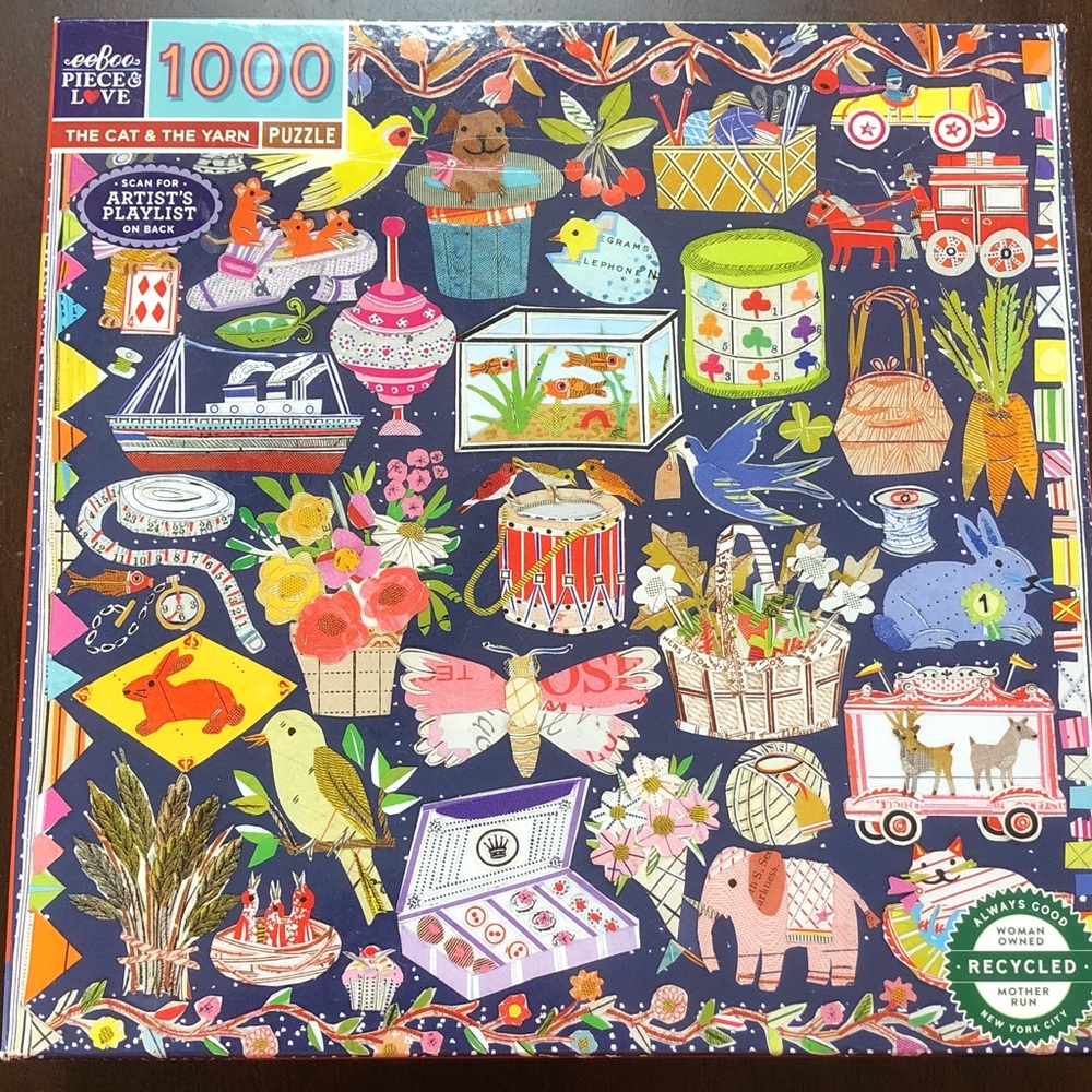 EeBoo The Cat & The yarn 1000 piece puzzle.